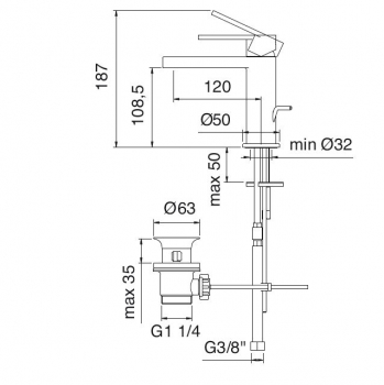 Treemme Klab 2710 Armatur für Waschbecken, Wasserhahn