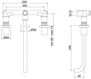 Treemme Change XQ 7360 Wasserhahn Armatur 3-Loch Unterputz