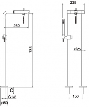 Treemme X-Change XQ Standarmatur für Badewanne mit Handbrause