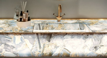 Preview: Sicis Elisyan Crystal Waschtischplatte mit integriertem Waschbecken - exklusives Design aus Italien