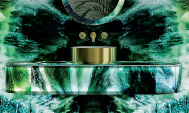 Preview: Sicis Elisyan Curvex Waschtischplatte mit Aufsatzwaschbecken - exklusives Design aus Italien