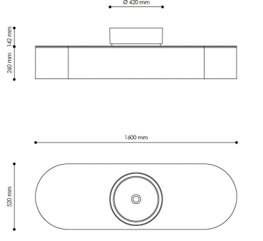Preview: Sicis Elisyan Curvex Waschtischplatte mit Aufsatzwaschbecken - exklusives Design aus Italien