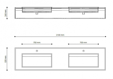 Sicis Elisyan Dualisium Waschtischplatte mit Doppelwaschbecken - exklusives Design aus Italien