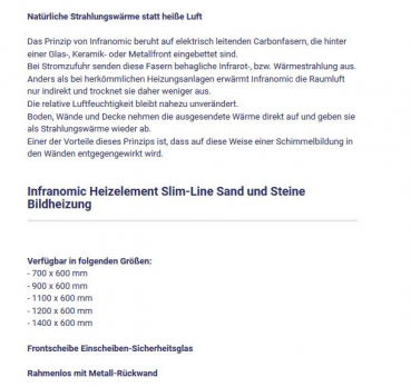 Slim-Line Sand Heizelement von Infranomic