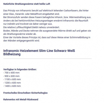 Slim-Line Schwarz-Weiß Heizelement von Infranomic