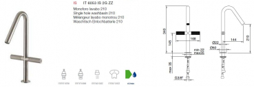 Treemme 22 mm Waschtisch Einlochbatterie 210 Wasserhahn 6053