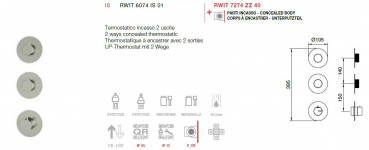 Treemme 22mm Unterputz-Thermostat mit 2 Wege 6074