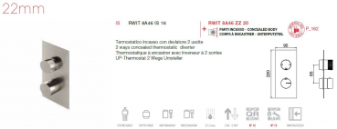 Treemme 22mm Unterputz-Thermostat mit 2-Wege-Umsteller 8A46