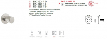 Treemme 28mm Unterputz-Mischer für Dusche oder Waschbecken 3BC8 G1