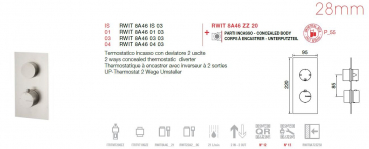 Treemme 28mm Unterputz-Thermostat mit 2-Wege-Umsteller 8A46 03