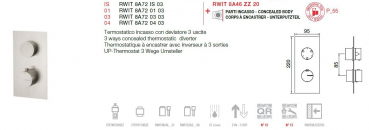 Treemme 28mm Unterputz-Thermostat mit 3-Wege-Umsteller 8A72 03