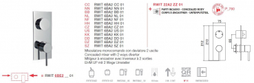 Treemme 6BA2 Einhebelmischer Unterputz mit 2 Wege Umsteller