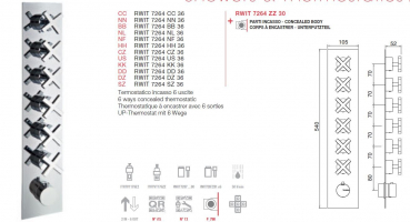 Treemme 7264/36 Unterputz-Thermostat mit 6-Wege-Umsteller