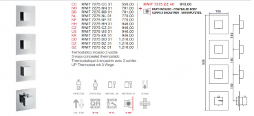 Treemme 7275/31 Unterputz-Thermostat mit 3-Wege-Umsteller