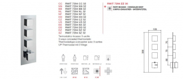 Treemme 7294/32 Unterputz-Thermostat mit 3-Wege-Umsteller