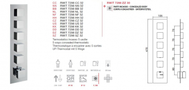 Treemme 7298/32 Unterputz-Thermostat mit 5-Wege-Umsteller