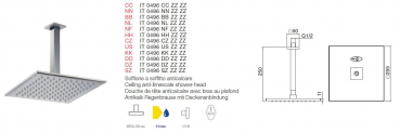 Treemme Antikalk Regenbrause mit Deckenarm Duschkopf 0496