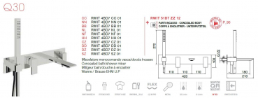 Treemme Armatur Q30 Badewannenarmatur mit Handbrause 4BD7