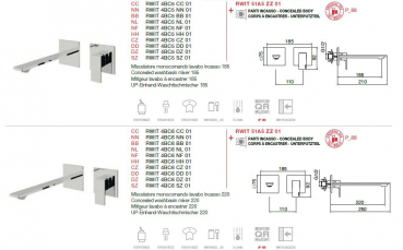 Treemme Armatur Q30 Unterputz-Einhand Waschtischmischer Wasserhahn 185/220