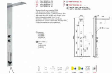 Treemme Duschpaneel Regenbrause-Set Duschset mit Antikalk-Handbrause und Kopfbrause 6585