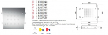 Treemme Kopfbrause Dusche Deckenmontage UP Regen und Zerstäuber RTBR304