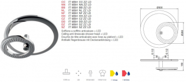 Treemme Kopfbrause Loop Ring-Dusche mit LED Deckenmontage RTBR 9B91LD