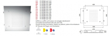 Treemme Kopfbrause mit Regen und Zerstäuber Dusche Deckenmontage RTBR 307