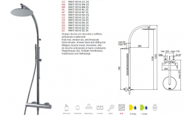 Treemme Regenbrause-Set Duschset mit Antikalk Handbrause und Kopfbrause 6516