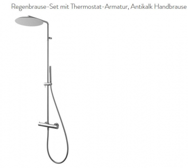 Treemme Regenbrause-Set Duschset mit Thermostat-Armatur, Antikalk Handbrause und Kopfbrause 6581/ZZ