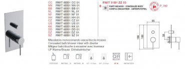 Treemme Up+ Badewanne/Dusche Unterputz Wanne/Brause Einhebelmischer 6BB1