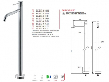 Treemme Up+ Einhand Waschtischmischer Standarmatur Wasserhahn 5714