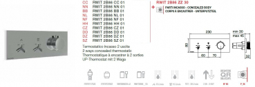 Treemme Watt 2 Wege Unterputz-Thermostat für Dusche 2B86