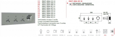 Treemme Watt 3 Wege Unterputz-Thermostat für Dusche 2B94