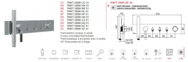 Treemme Watt Unterputz-Thermostat 3-Wege und Handbrause 2B98