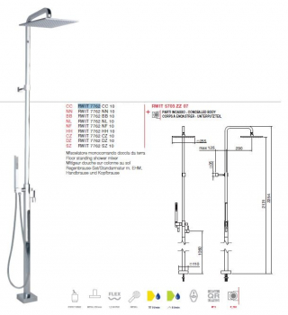 Treemme X-Change Standdusche RWIT 7762 mit Handbrause und Regenbrause