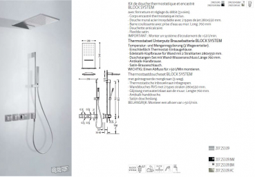 Tres Block System Duschset Duschkombination mit Handbrause 20725309/20735309, modernes Design für Ihr Badezimmer