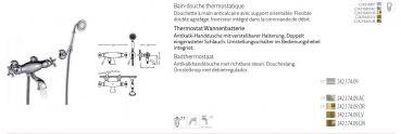 Tres-Clasic Badewannen-Armatur Wandmontage mit Handbrause 24217409 Chrom/Stahl/Gold/Messing, exklusives Design für Ihr Badezimmer