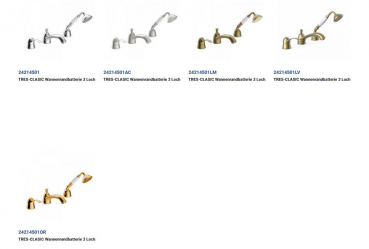 Tres-Clasic Badewannen-Armatur Wannenrand mit Handbrause 24214501 Chrom/Stahl/Gold/Messing, exklusives Design für Ihr Badezimmer