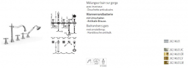 Tres-Clasic Badewannen-Armatur Wannenrand mit Handbrause 24214601 Chrom/Stahl/Gold/Messing, exklusives Design für Ihr Badezimmer