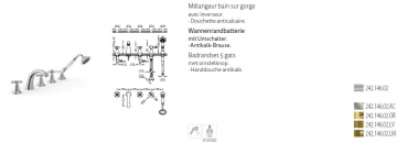 Tres-Clasic Badewannen-Armatur Wannenrand mit Handbrause 24214602 Chrom/Stahl/Gold/Messing, exklusives Design für Ihr Badezimmer