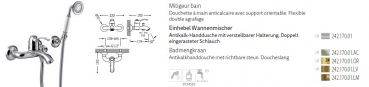 Tres-Clasic Badewannen-Armatur mit Handbrause 24217001 Chrom/Stahl/Gold/Messing, exklusives Design für Ihr Badezimmer