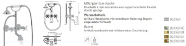 Tres-Clasic Badewannen-Armatur mit Handbrause 24217601 Chrom/Stahl/Gold/Messing, exklusives Design für Ihr Badezimmer