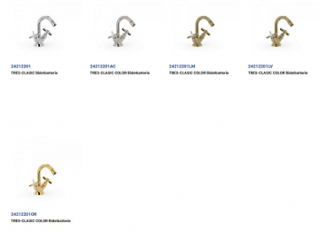 Tres-Clasic Bidet-Armatur Wasserhahn 24212201 Chrom/Stahl/Gold/Messing, exklusives Design für Ihr Badezimmer