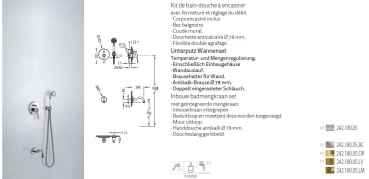 Tres-Clasic Badewannen-Duschset Brausegarnitur und Wandauslauf 24218005 Chrom/Stahl/Gold/Messing, exklusives Design für Ihr Badezimmer