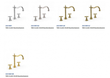 Tres-Clasic Waschtischmischer Wasserhahn 24210501 Chrom/Stahl/Gold/Messing, exklusives Design für Ihr Badezimmer