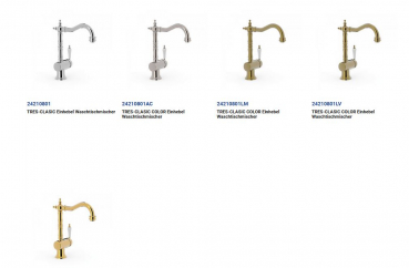 Tres-Clasic Waschtischmischer Wasserhahn 24210801 Chrom/Stahl/Gold/Messing, exklusives Design für Ihr Badezimmer