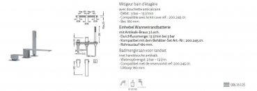 Tres Cuadro-Tres Badewannen-Randarmatur mit Handbrause 00616105, modernes Design für Ihr Badezimmer