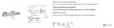 Tres Cuadro-Tres Badewannen Thermostat Wannenbatterie mit Schwallauslauf, modernes Design für Ihr Badezimmer