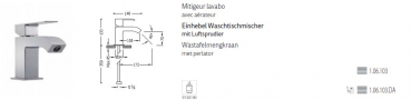 Tres Cuadro-Tres Waschtischmischer Wasserhahn 106103, modernes Design für Ihr Badezimmer