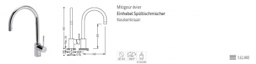 Tres Cuisine Küchenarmatur Wasserhahn für Spültisch 162440, exklusives Design für Ihre Küche